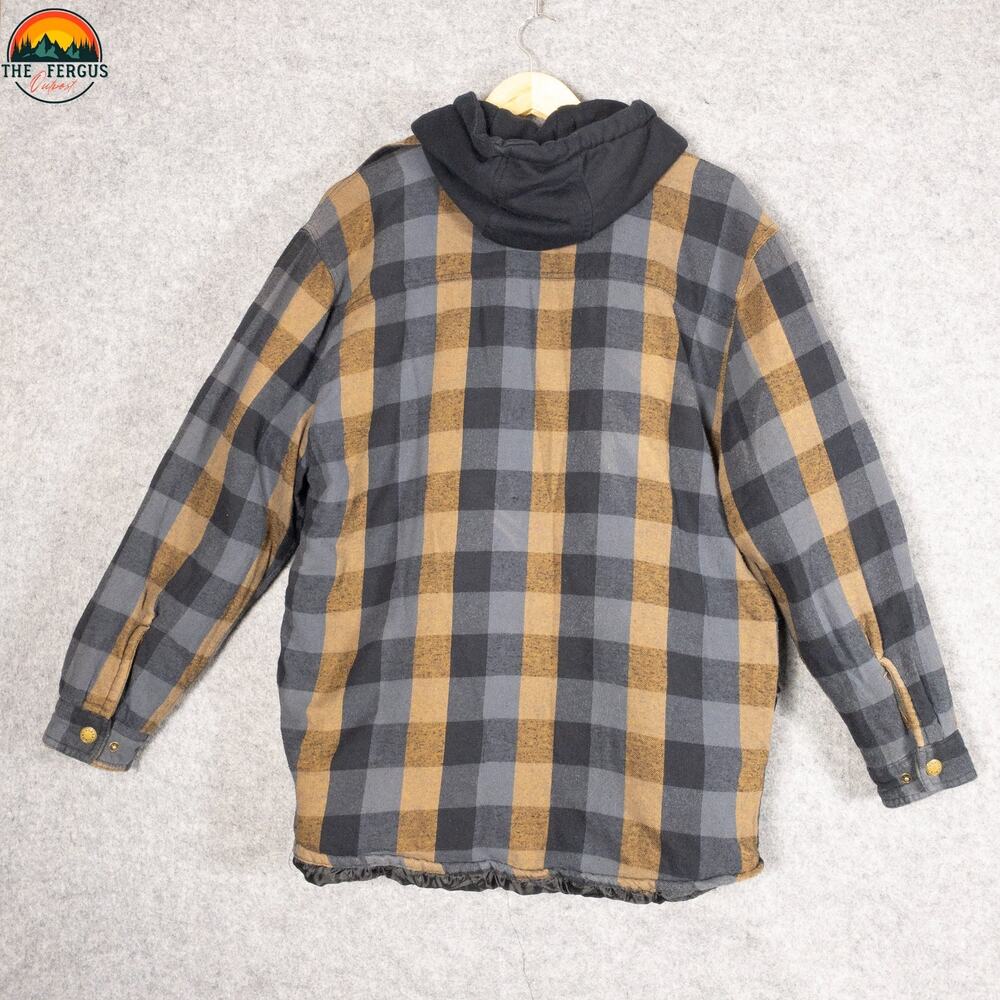 North Crest Shacket Multicolor Black Plaid Hooded Jacket Cabincore Men's Size M - Picture 2 of 11